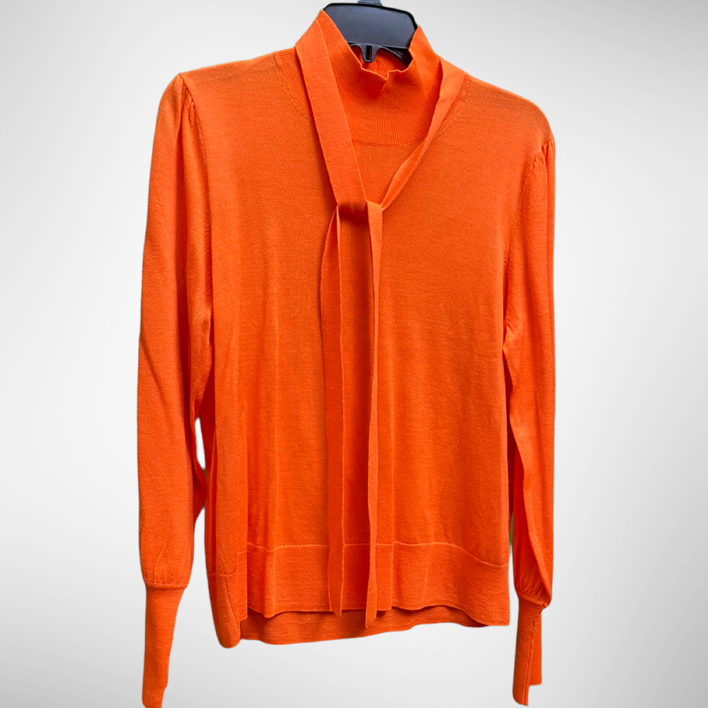J Crew Orange Turtleneck Top with Neck Tie